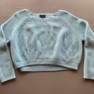 Topshop Cropped Cable-Knit Sweater in Light Blue - Size US 10/UK 14